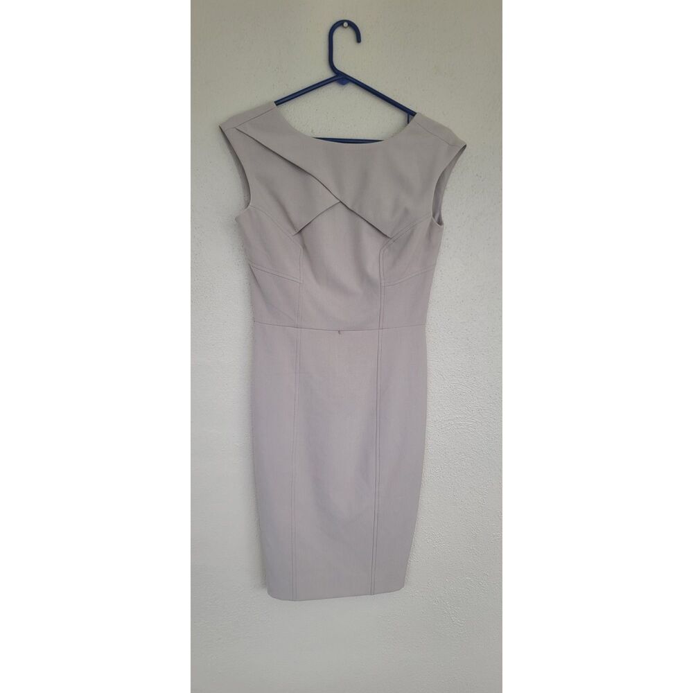 Saks Fifth Avenue Beige Pencil Dress W/Crossover Bodice Size 2